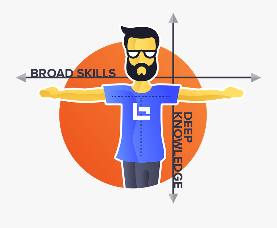T-shaped Illustration Showing Broad Skills And Deep - T Shaped Person Icon, Transparent Clipart