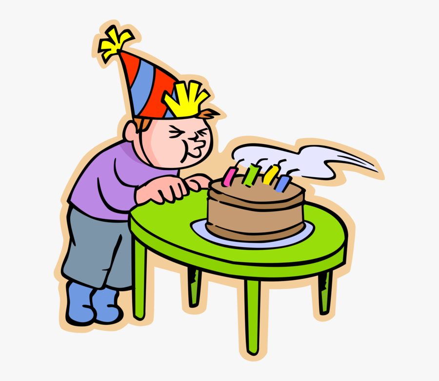 Vector Illustration Of Primary Or Elementary School - Cartoon Blowing Out Birthday Candles, Transparent Clipart