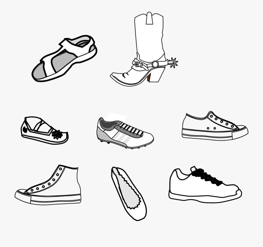 Eight Shoe Outlines Clip Art At Clipart Library - Outline Of Shoes Small, Transparent Clipart