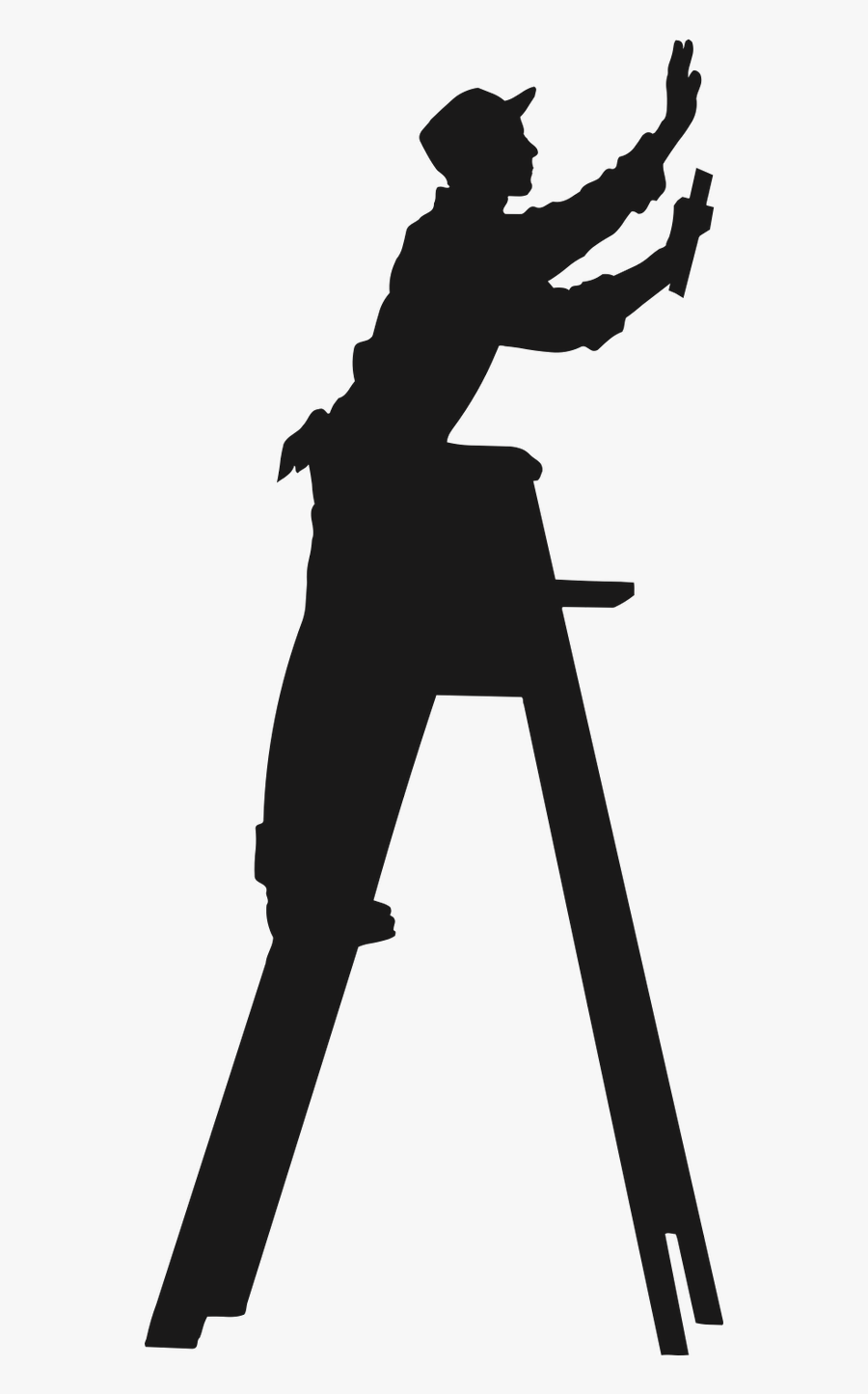 Painter Clipart Ladder Silhouette - Handyman Silhouette Png , Free Transpar...