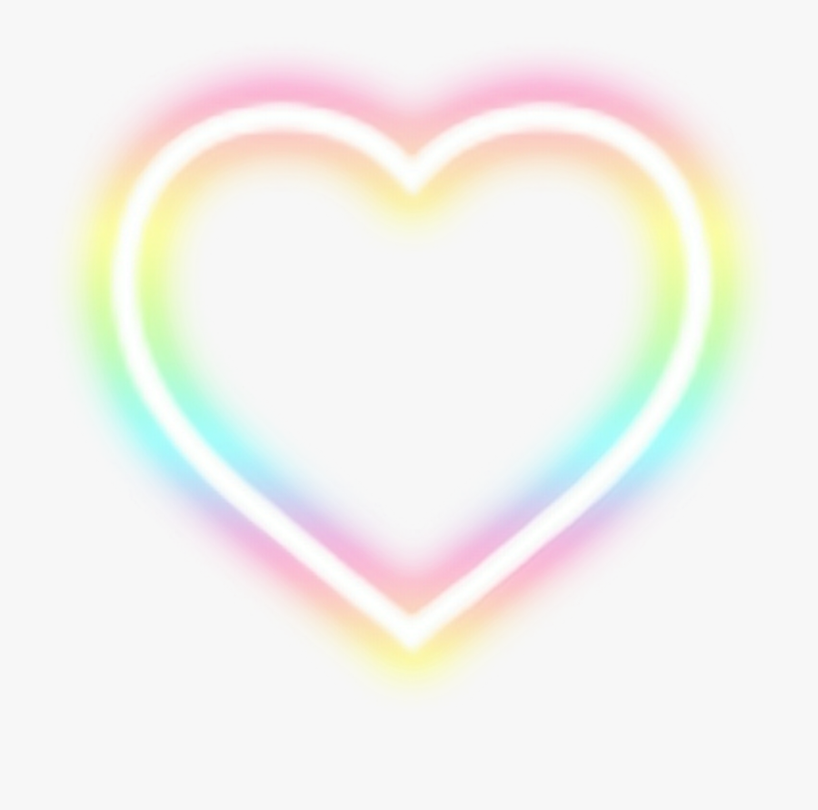 #heart #neon #color #colorful #rainbow #rainbowheart - Corazon Blanco Linea Png, Transparent Clipart