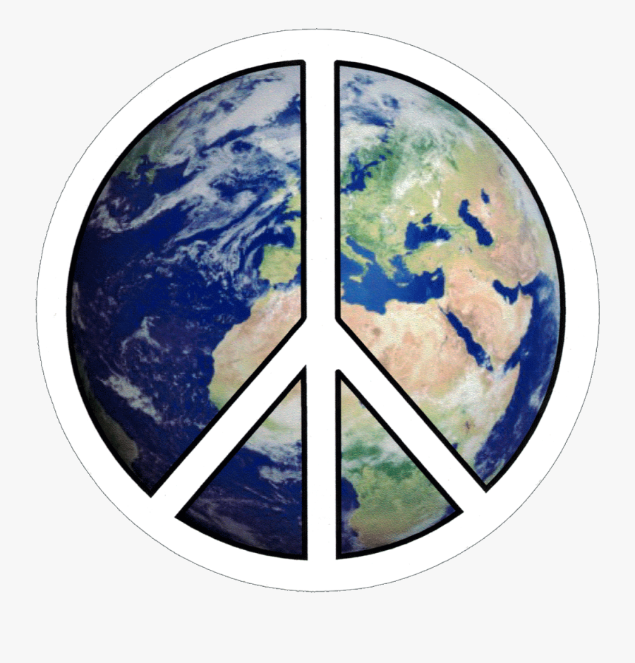 Peace Sign Over Earth - World Peace Transparent Background, Transparent Clipart