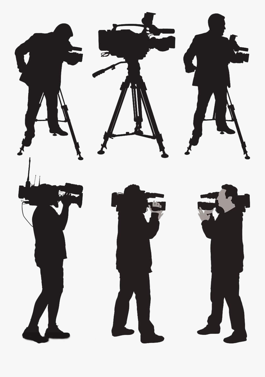 Operator Silhouette Illustration Reporter - Cameraman Clipart, Transparent Clipart