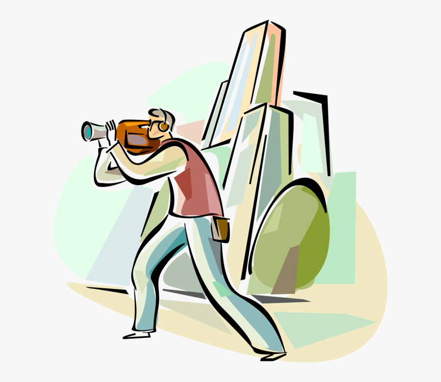 Vector Illustration Of Videographer Filming Video With, Transparent Clipart