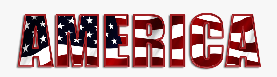 America, Flag, Red, White, Blue, Stars - America Word, Transparent Clipart