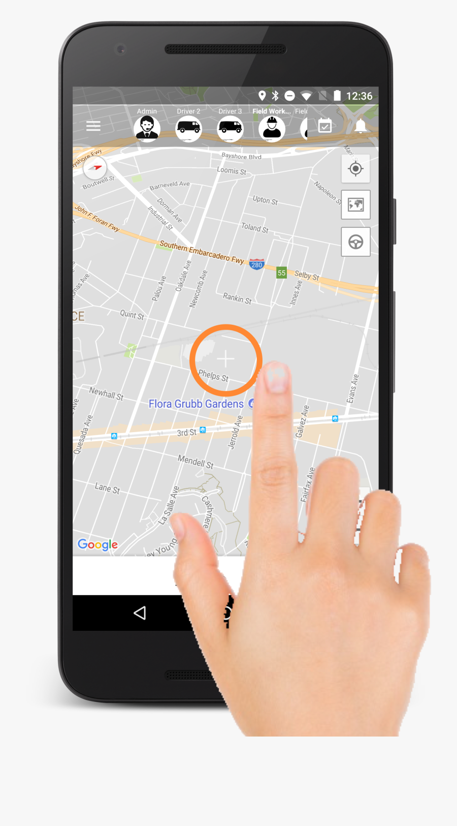Tap With Your Finger For 4 Seconds Until A Place Label - Hand, Transparent Clipart