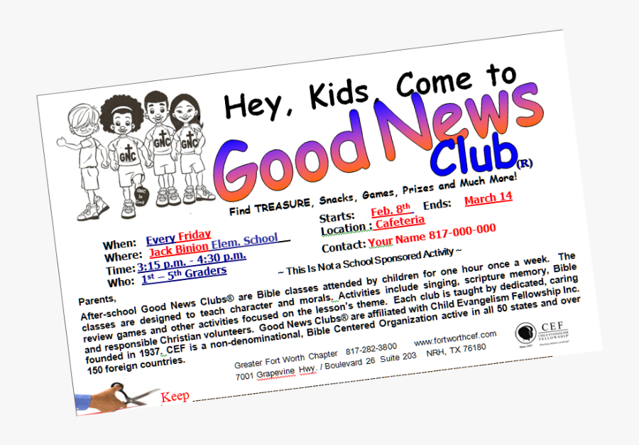 The Good News Club - Handwriting For Kids, Transparent Clipart