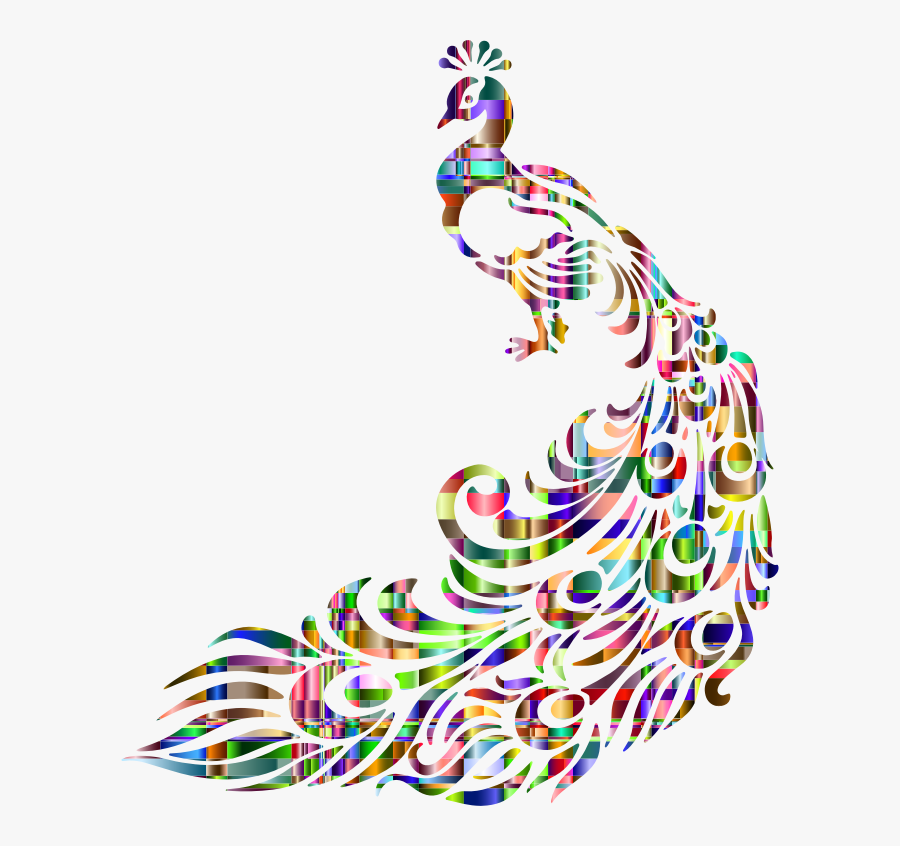 Clipart Checkered Chromatic Peacock Line Art - Peacock Line Art, Transparent Clipart