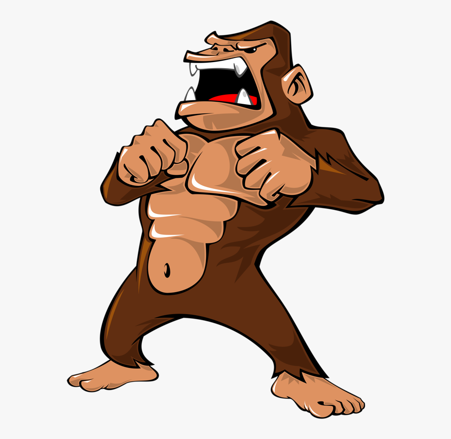 Ape Illustration Grumpy Transprent - Angry Gorilla Clipart, Transparent Clipart
