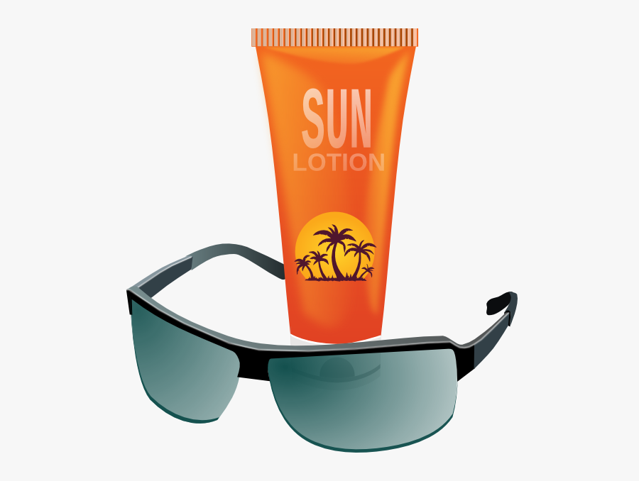Transparent Sunbathing Clipart - Sunscreen And Sun Glasses, Transparent Clipart