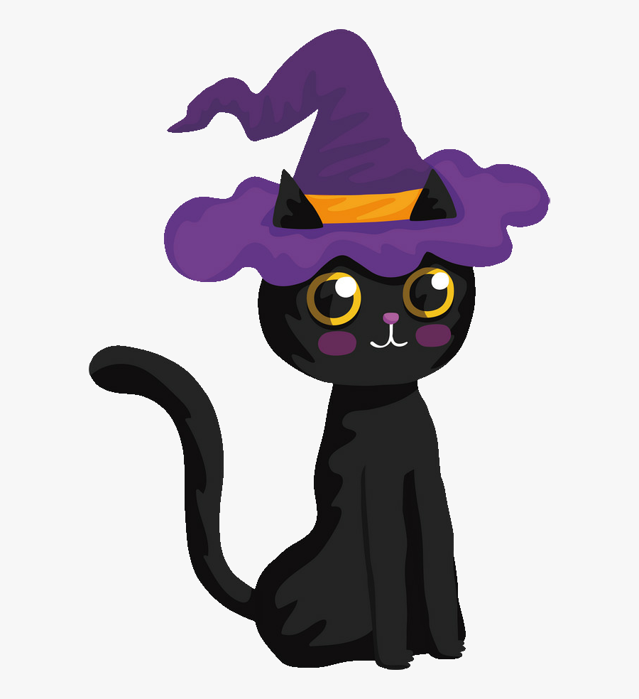 #halloween #blackcat #cute #witch - Black Cat With Witch's Hat Clip ...