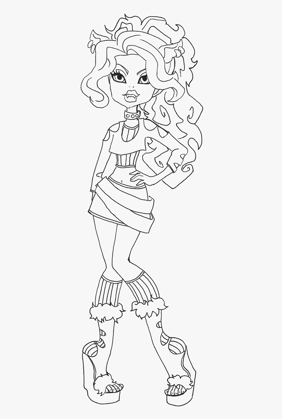 Monster High Coloring Pages Clawdeen Wolf 11, Transparent Clipart