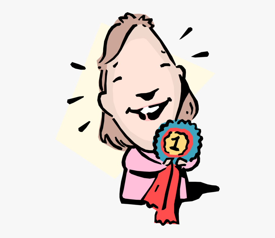 Vector Illustration Of A-1 Idiom Businesswoman Wins - Illustration, Transparent Clipart