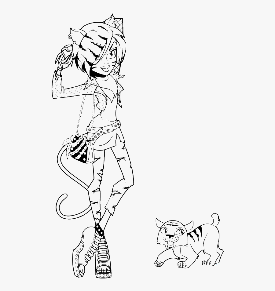 Monster High Toralei And Pet Coloring Pages - Monster High Colouring Pages Toralei, Transparent Clipart