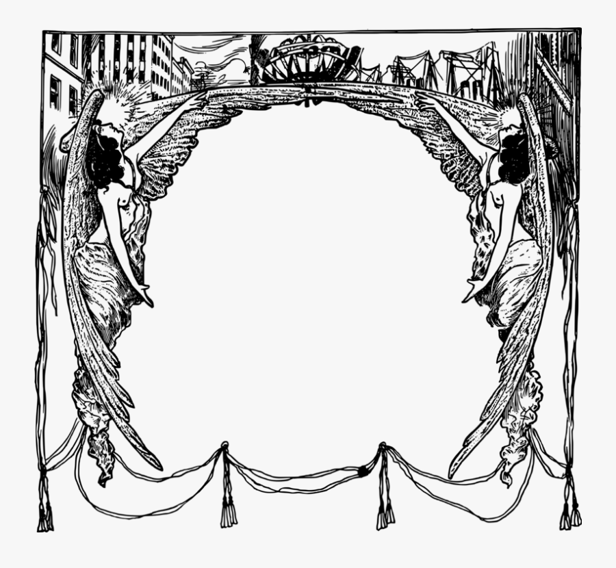 Art,monochrome Photography,monochrome - Angelic Frame Png Vector, Transparent Clipart