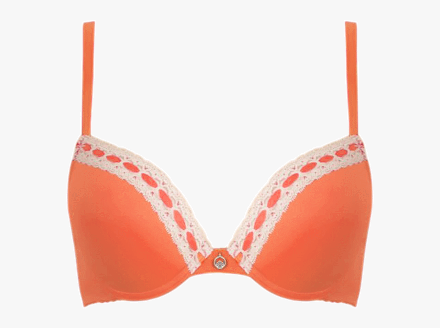 Tshirt With Lace Bra Mandarin & Nude Braa01 2011mandarin/nude - Brassiere, Transparent Clipart