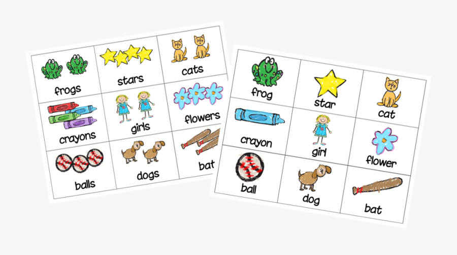 Singular And Plural Matching Game, Transparent Clipart