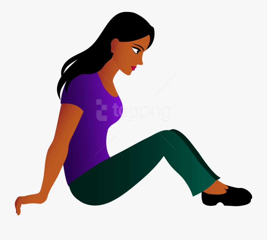 Transparent Woman Pointing Png - Person Sitting Down Clipart, Transparent Clipart