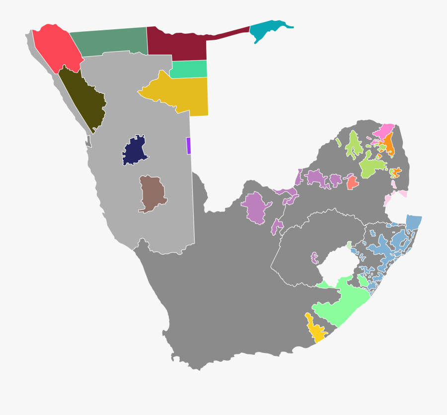 Map Of South Africa And South West Africa - Bantustans In South West Africa, Transparent Clipart