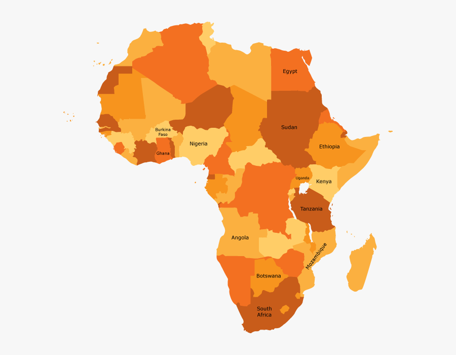 Africa Map Vector Png - Orange Map Of Africa, Transparent Clipart
