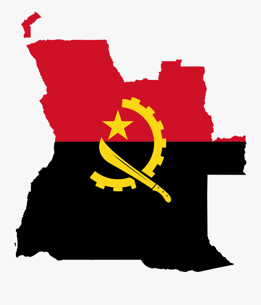 Angola, Flag, Map, Geography, Outline, Africa, Country - Angola Map With Flag, Transparent Clipart