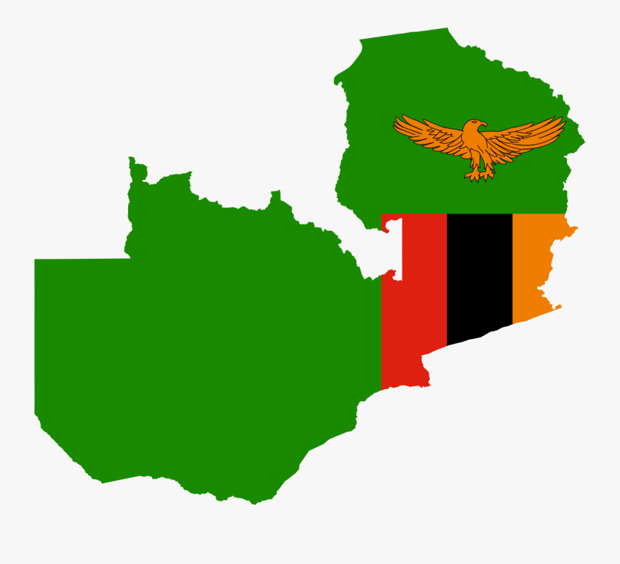 Zambia Map With Flag, Transparent Clipart