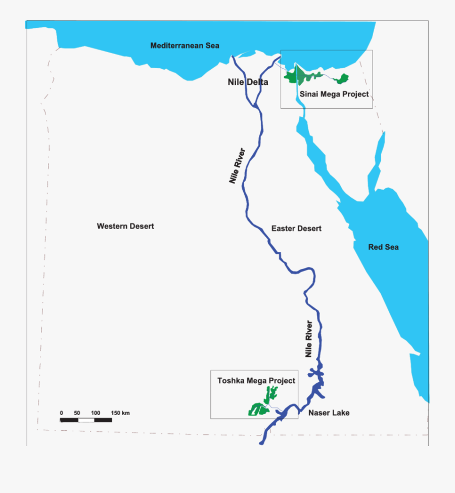 Clip Art Map Of Suez Canal - Toshka Lake Map, Transparent Clipart