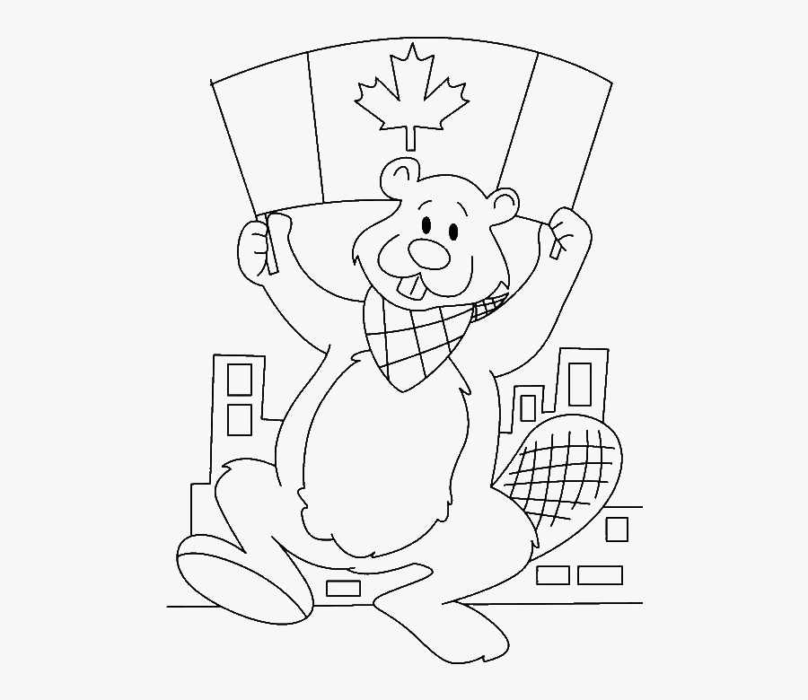 Canadian Beaver Coloring Page, Transparent Clipart