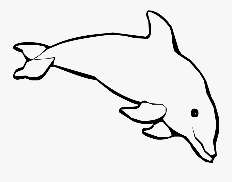 Clip Art Black And White Dolphin - Printable Dolphin Colouring Page, Transparent Clipart