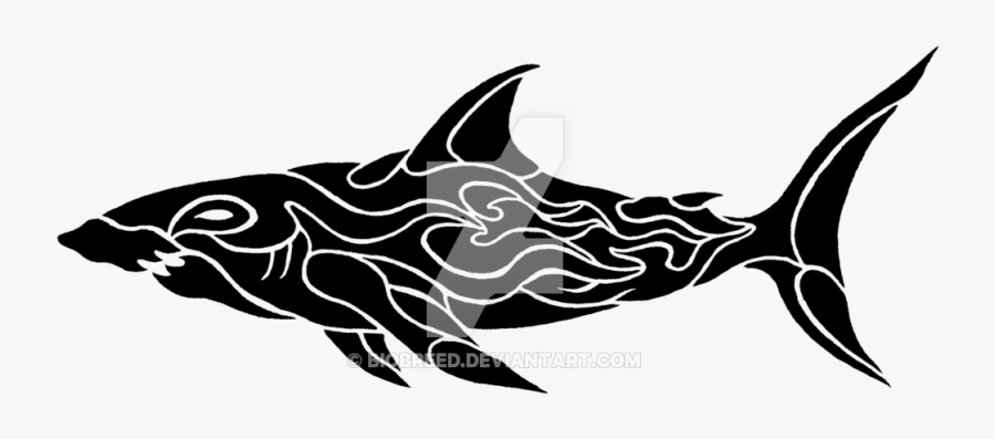 Tribal Great White Shark Tattoo, Transparent Clipart