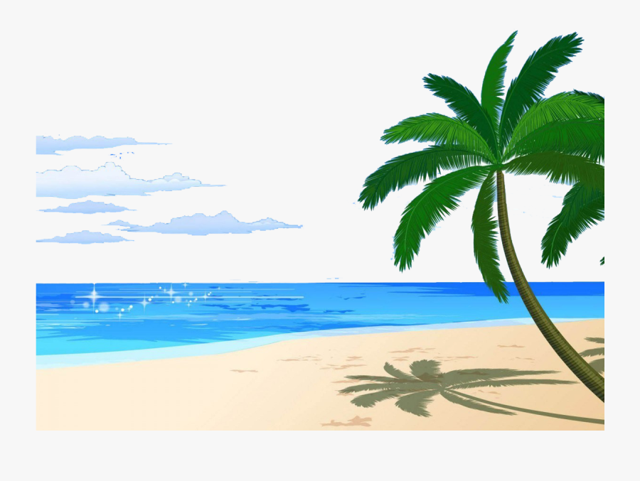 Transparent Beach Png Images - Cute Cartoon Beach Background, Transparent Clipart