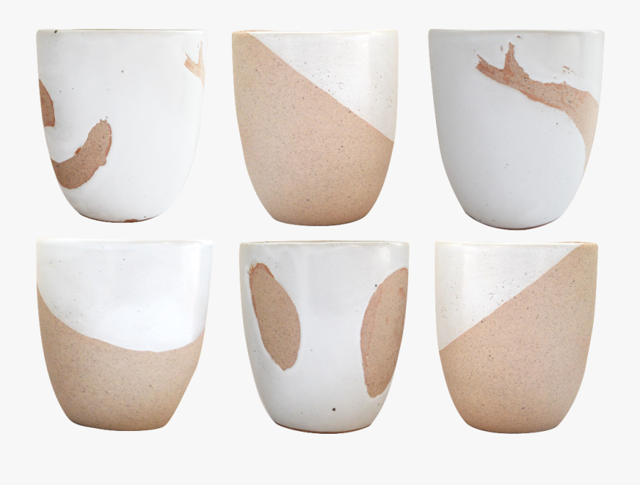 Dipped White Tea Cups Set Of - Earthenware, Transparent Clipart