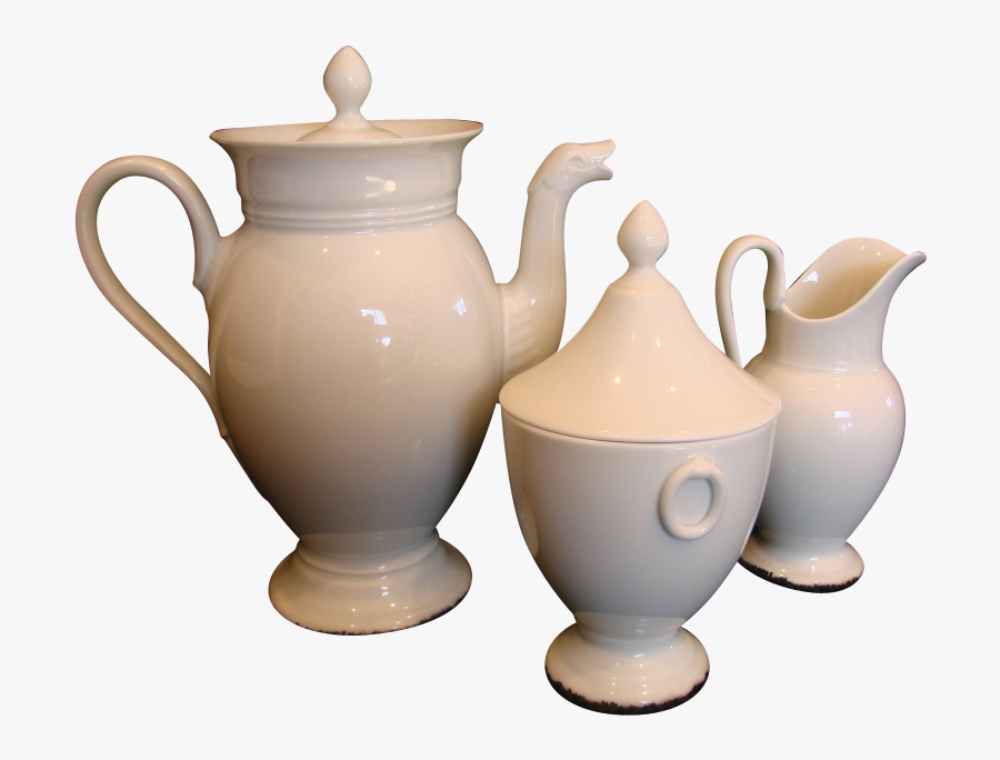 French Limoges Whiteware Tea Or Coffee Set Pot Sugar - Teapot, Transparent Clipart