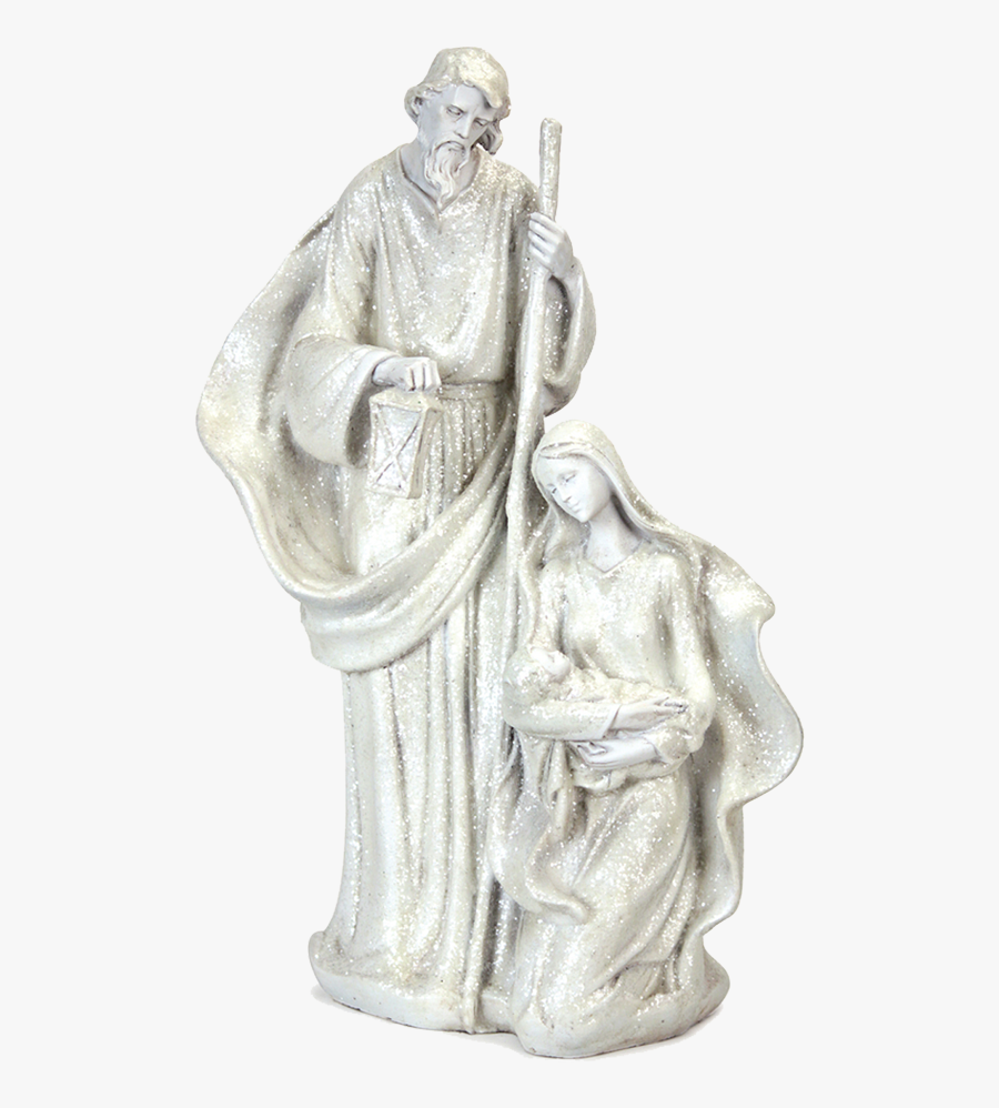 White Glitter Holy Family Nativity - Statue, Transparent Clipart