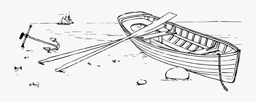 Clip Art Clip Art Freeuse - Row Boat On Shore Drawing, Transparent Clipart