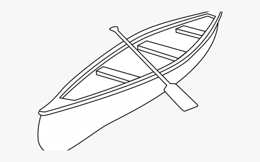 Canoe Clipart Coloring Page - Canoe White And Black, Transparent Clipart