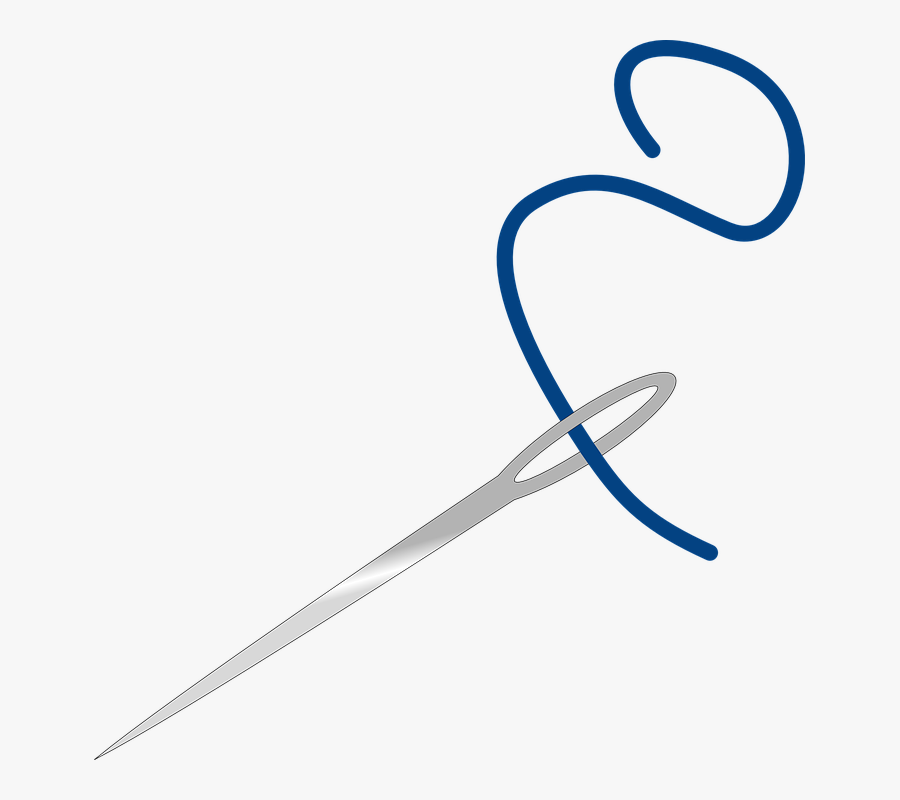 Thread, Needle, Sewing, Blue, Stitch, Craft, Tailor - Needle Pulling Thread Clipart, Transparent Clipart