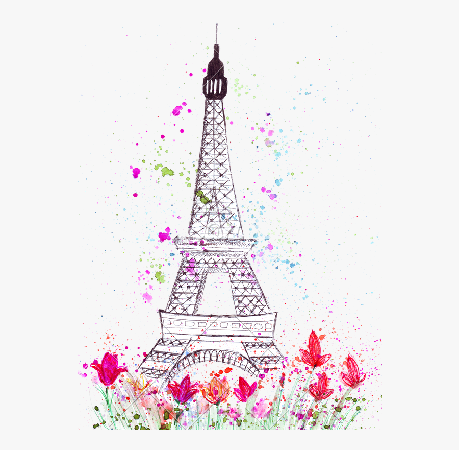 Drawn Eiffel Tower Pink - Transparent Png Torre Eiffel Draw, Transparent Clipart