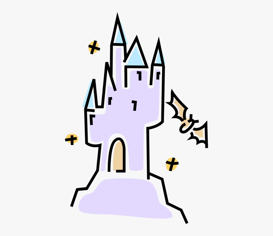 Vector Illustration Of Halloween Haunted House Castle, Transparent Clipart