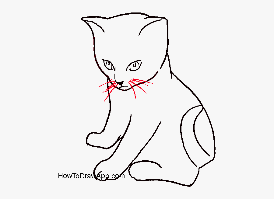 How To Draw A Cat Sitting Down Step By Step - Cats Step By Step, Transparent Clipart