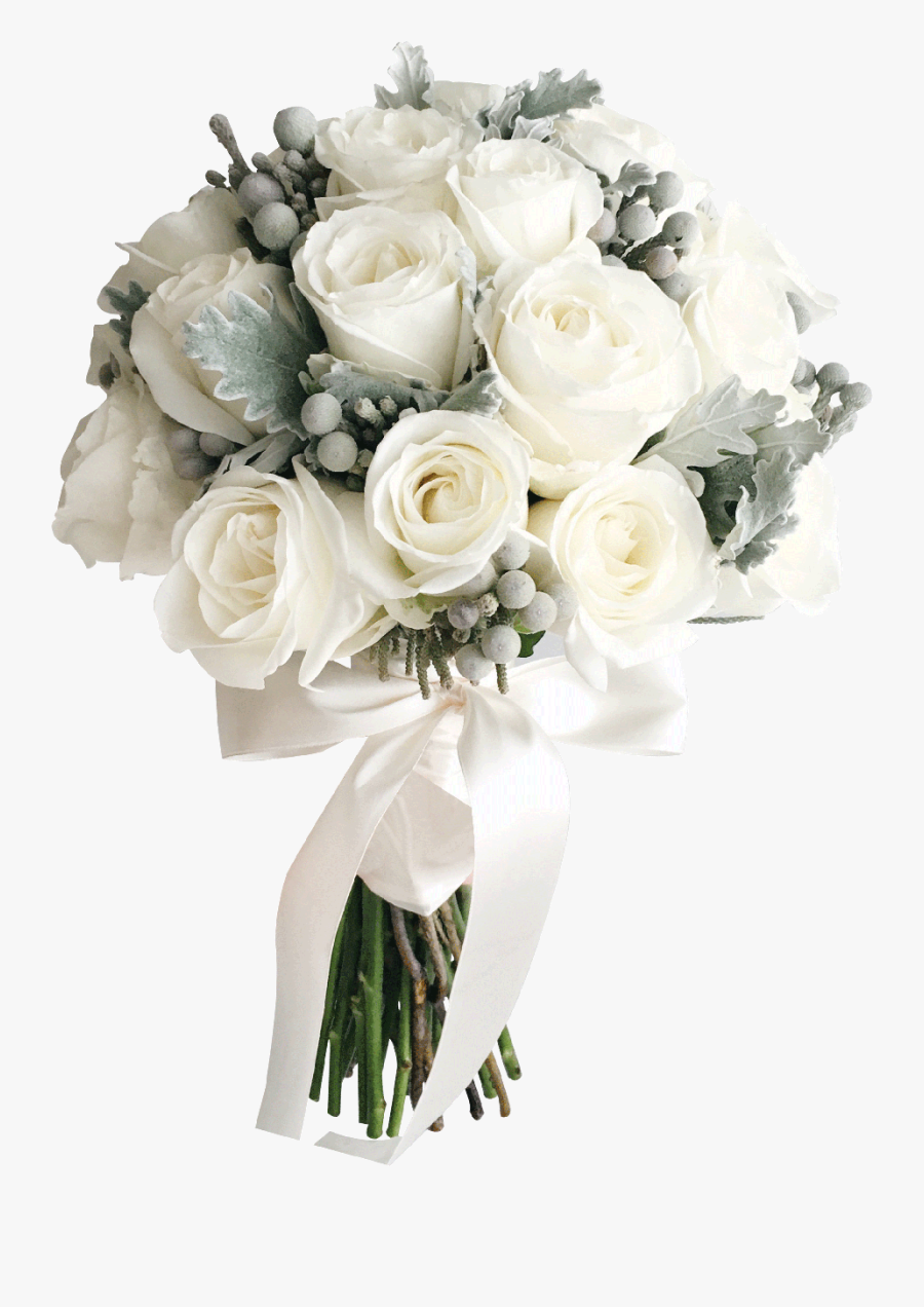 Clip Art Cotton Wedding Bouquet - Wedding White Roses Bouquet Transparent, Transparent Clipart