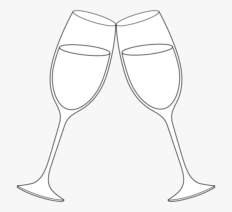Champagne Lineart, Transparent Clipart