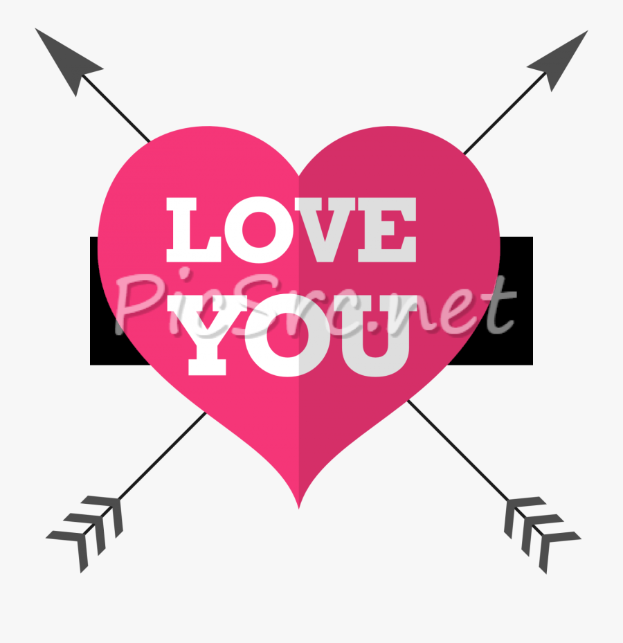 Pink Heart With Arrows Crossed Valentines Day - Heart, Transparent Clipart