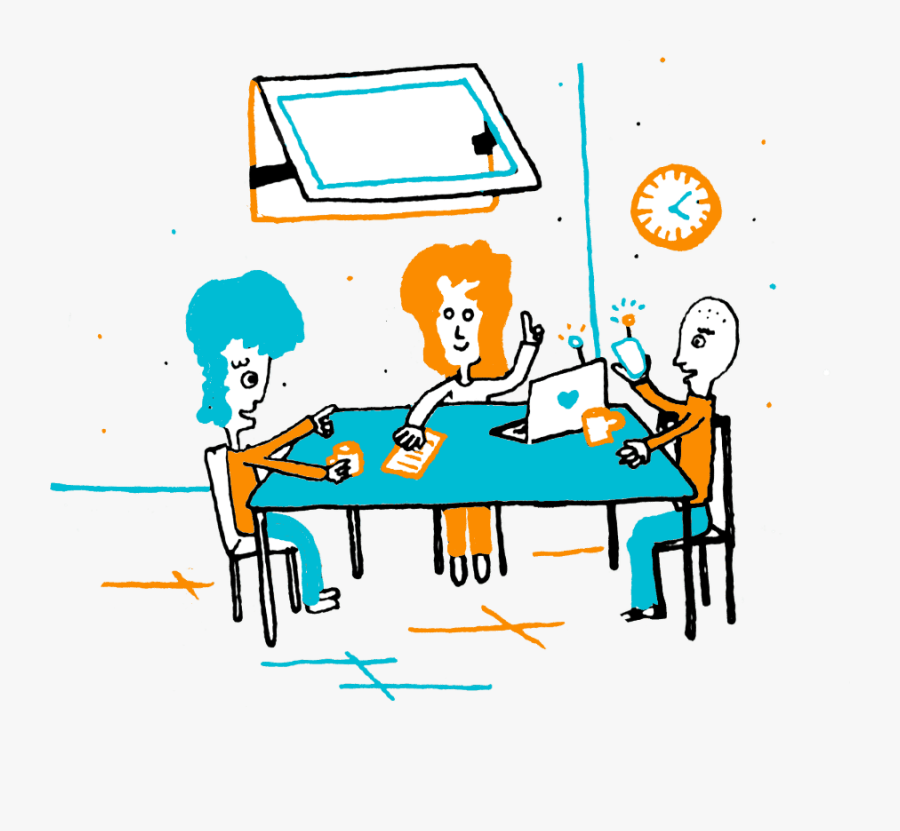 A Workspace In Which People Are Happily Working Together - Cartoon, Transparent Clipart