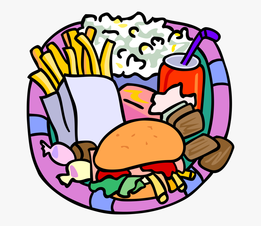Vector Illustration Of Celebrating Fast Foods With - Junk Food Clip Art, Transparent Clipart