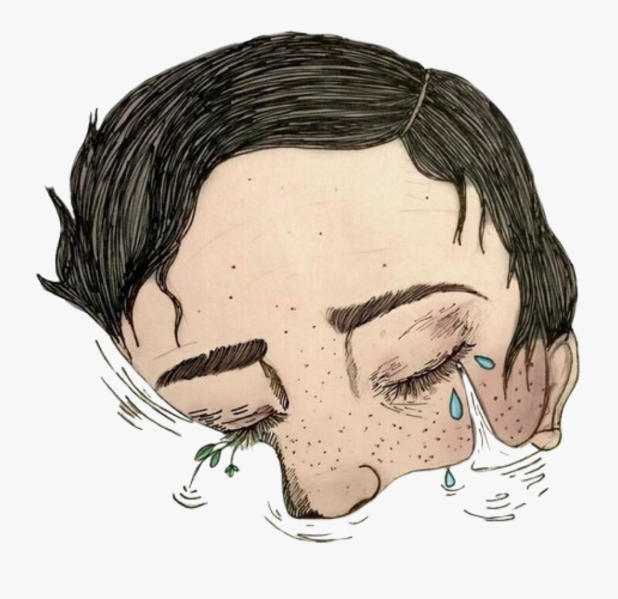#edits #boy #tears #drowning #art #sad #stickers - Drowning In Tears Drawing, Transparent Clipart