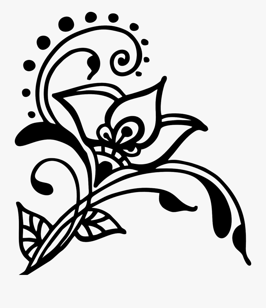 #swirls #swirl #designs #design #elegant #fancy #floral - Transparent Background Black And White Flower Clipart, Transparent Clipart