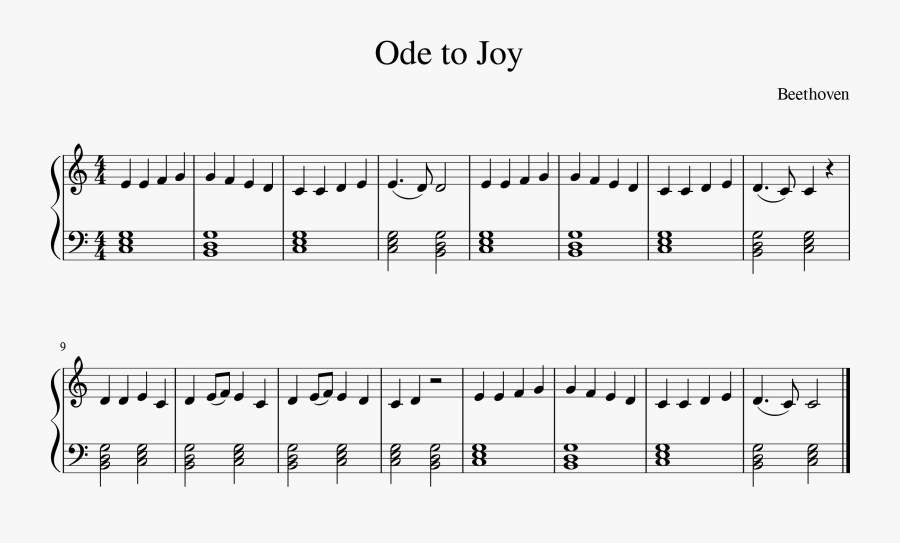 Made Sheet Music For Ode To Joy - Ode To Joy Notes Transparent, Transparent Clipart