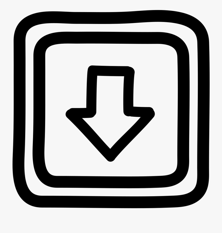 Down Button Hand Drawn Arrow And Squares Outlines - Icon, Transparent Clipart