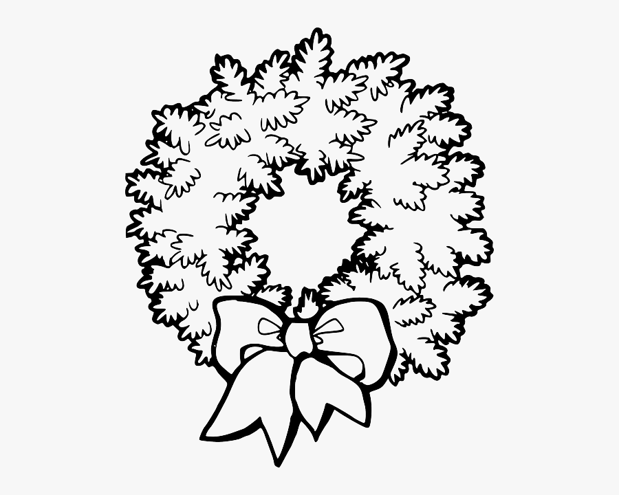 Christmas Wreath Black And White , Free Transparent Clipart - ClipartKey